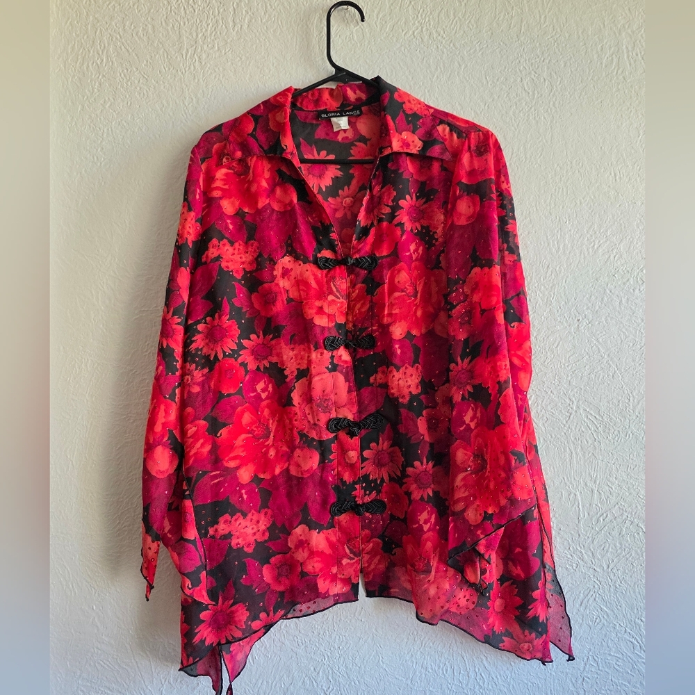Vibrant Floral Sheer Blouse